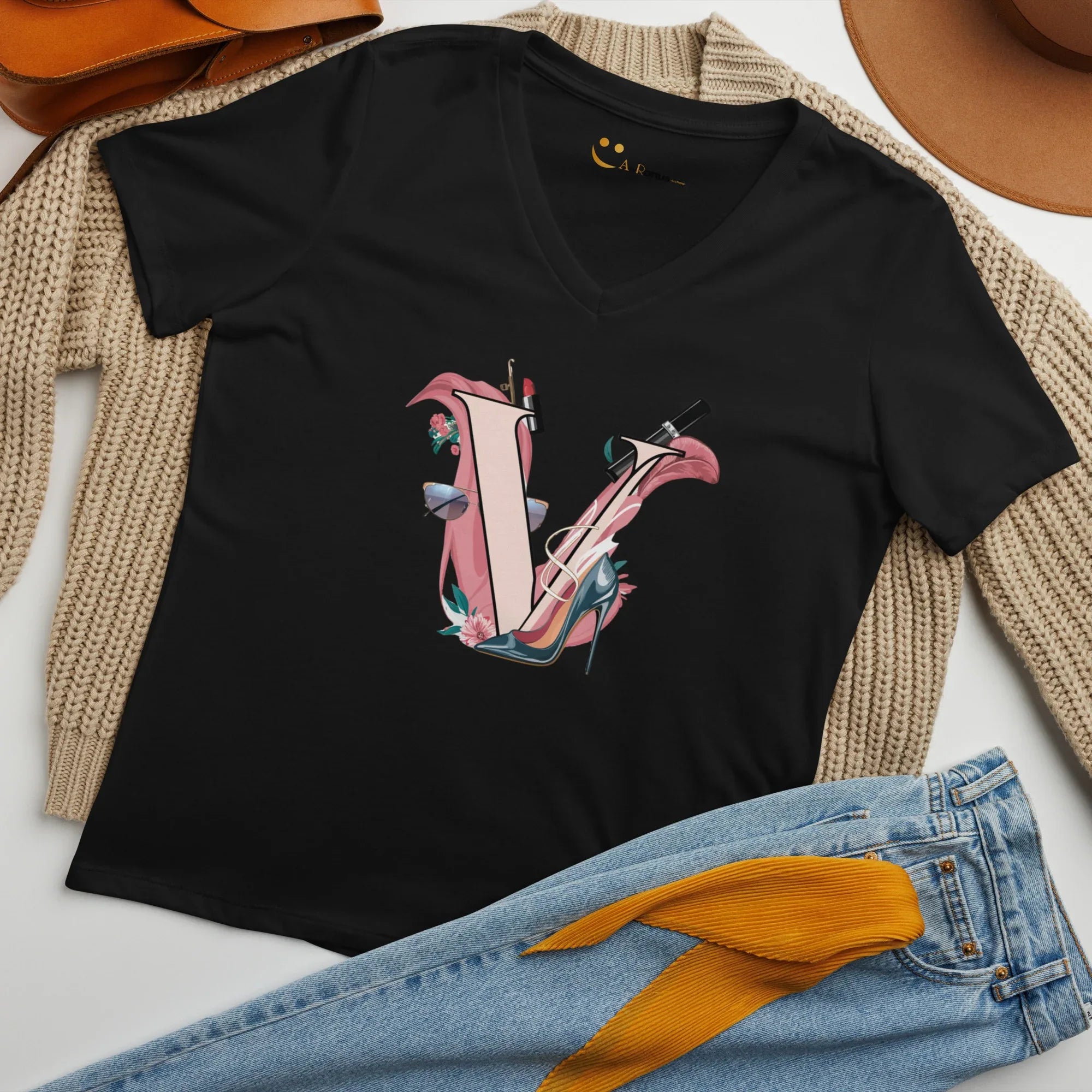 Women’s Relaxed V-Neck T-Shirt | V - AwRans Clothing