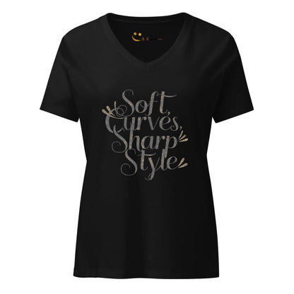 Women’s Relaxed V-Neck T-Shirt | Soft Curves Sharp Style - AwRans Clothing