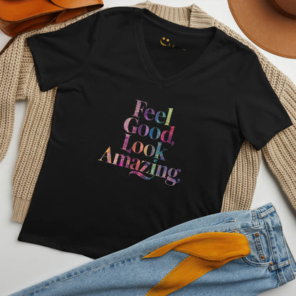Women’s Relaxed V-Neck T-Shirt | Feel Good Look Amazing - AwRans Clothing