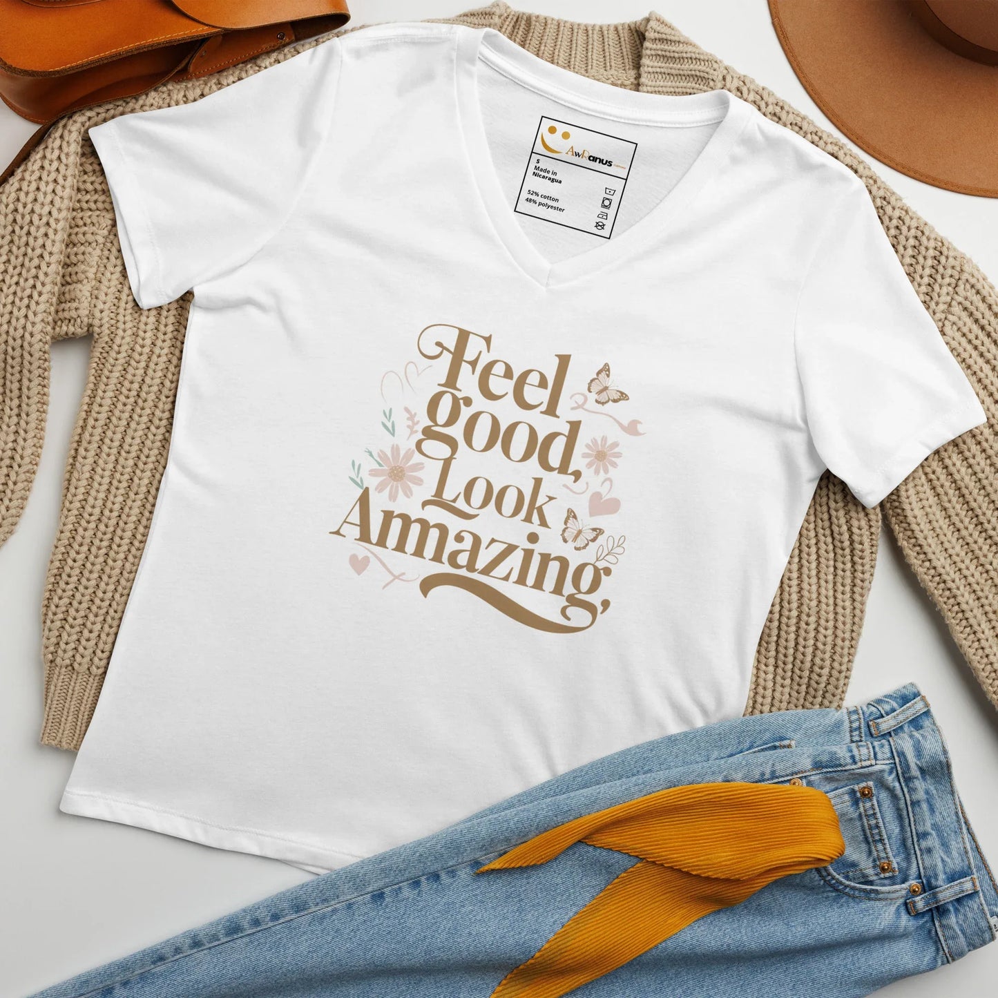 Women’s Relaxed V-Neck T-Shirt | Feel Good Look Amazing - AwRans Clothing