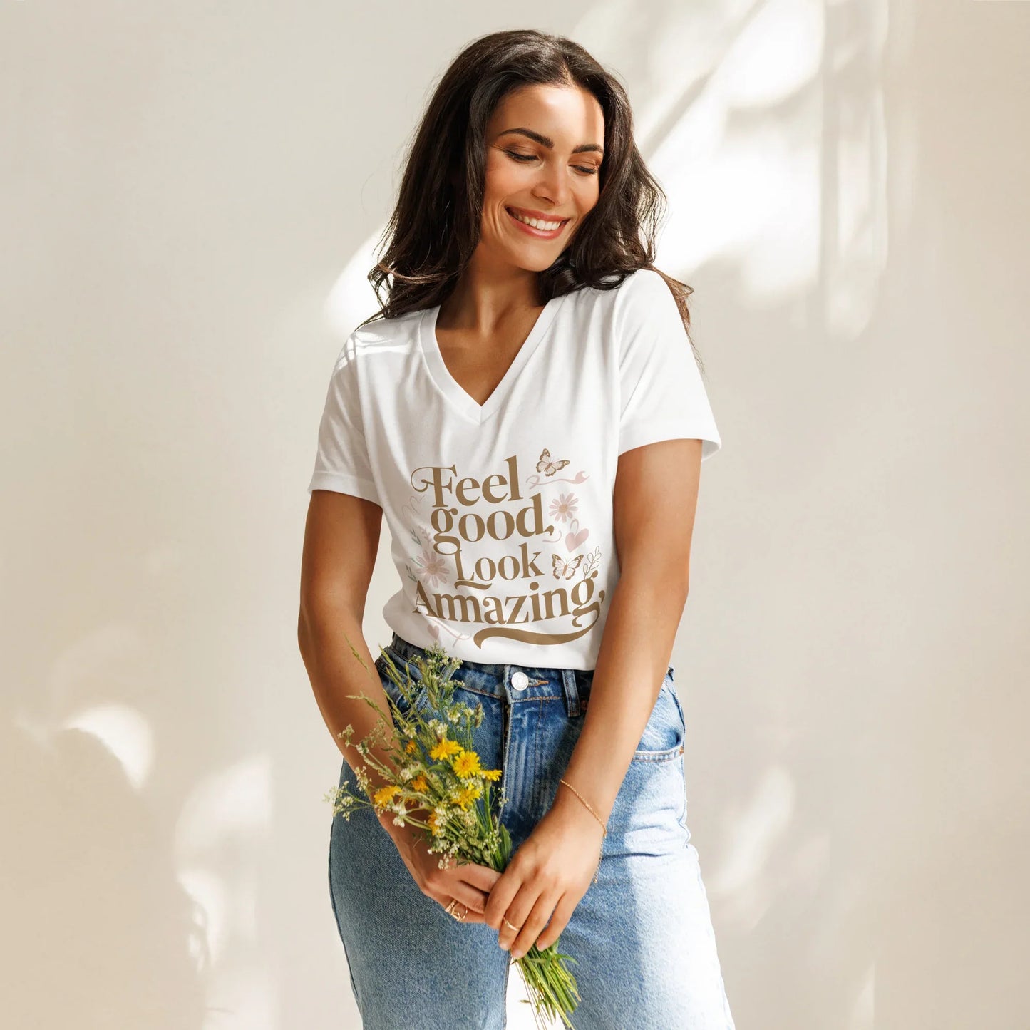 Women’s Relaxed V-Neck T-Shirt | Feel Good Look Amazing - AwRans Clothing