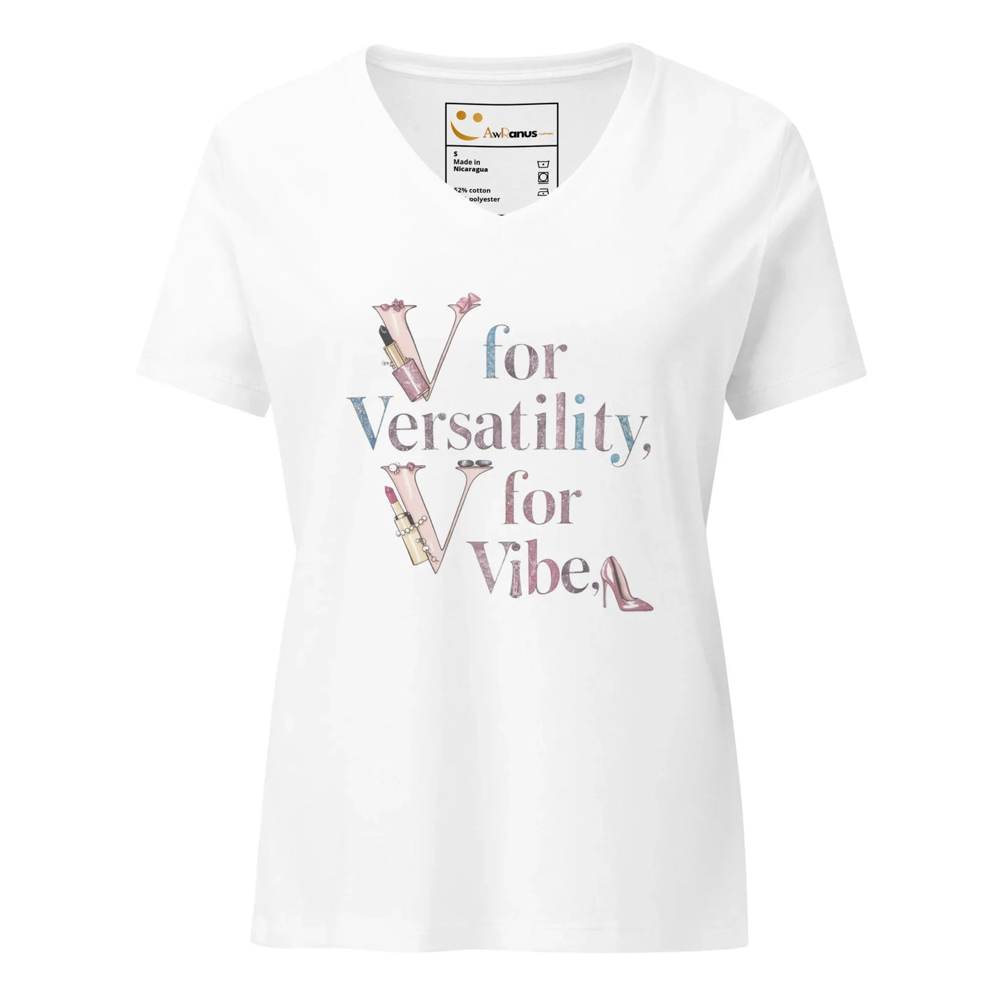 Women’s Relaxed V-Neck T-Shirt | V For Versatility,For Vibe - AwRans Clothing