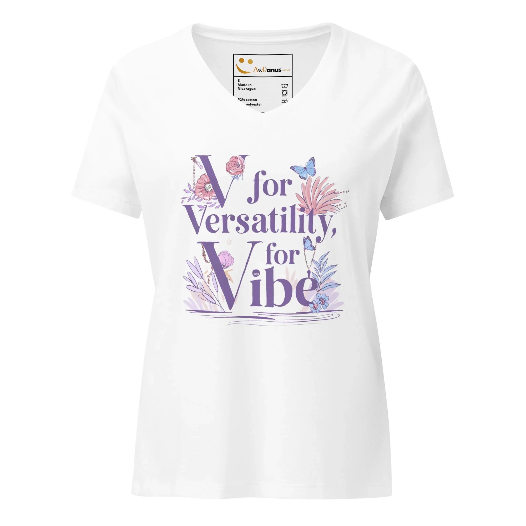 Women’s Relaxed V-Neck T-Shirt | V For Versatility,For Vibe - AwRans Clothing