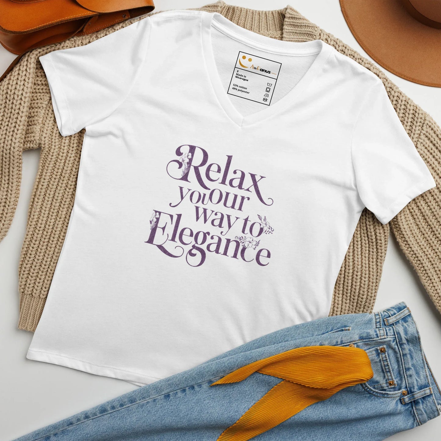Women’s Relaxed V-Neck T-Shirt | Relax Your Way To Elegnce - AwRans Clothing
