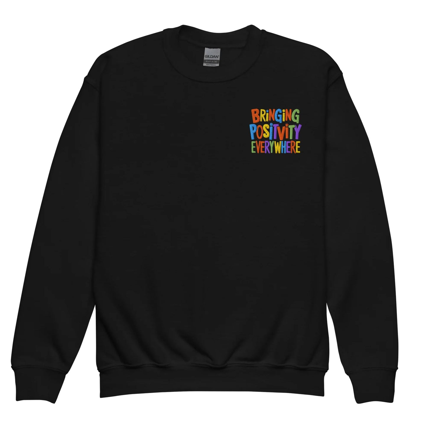 Bringing Positivity Everywhere | Youth Crewneck Embroidered Sweatshirt - AwRans Clothing