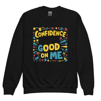 Confidence Looks Good On Me | Youth Crewneck Sweatshirt - AwRans Clothing