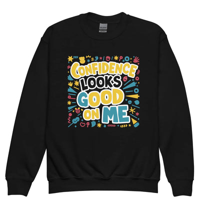 Confidence Looks Good On Me | Youth Crewneck Sweatshirt - AwRans Clothing