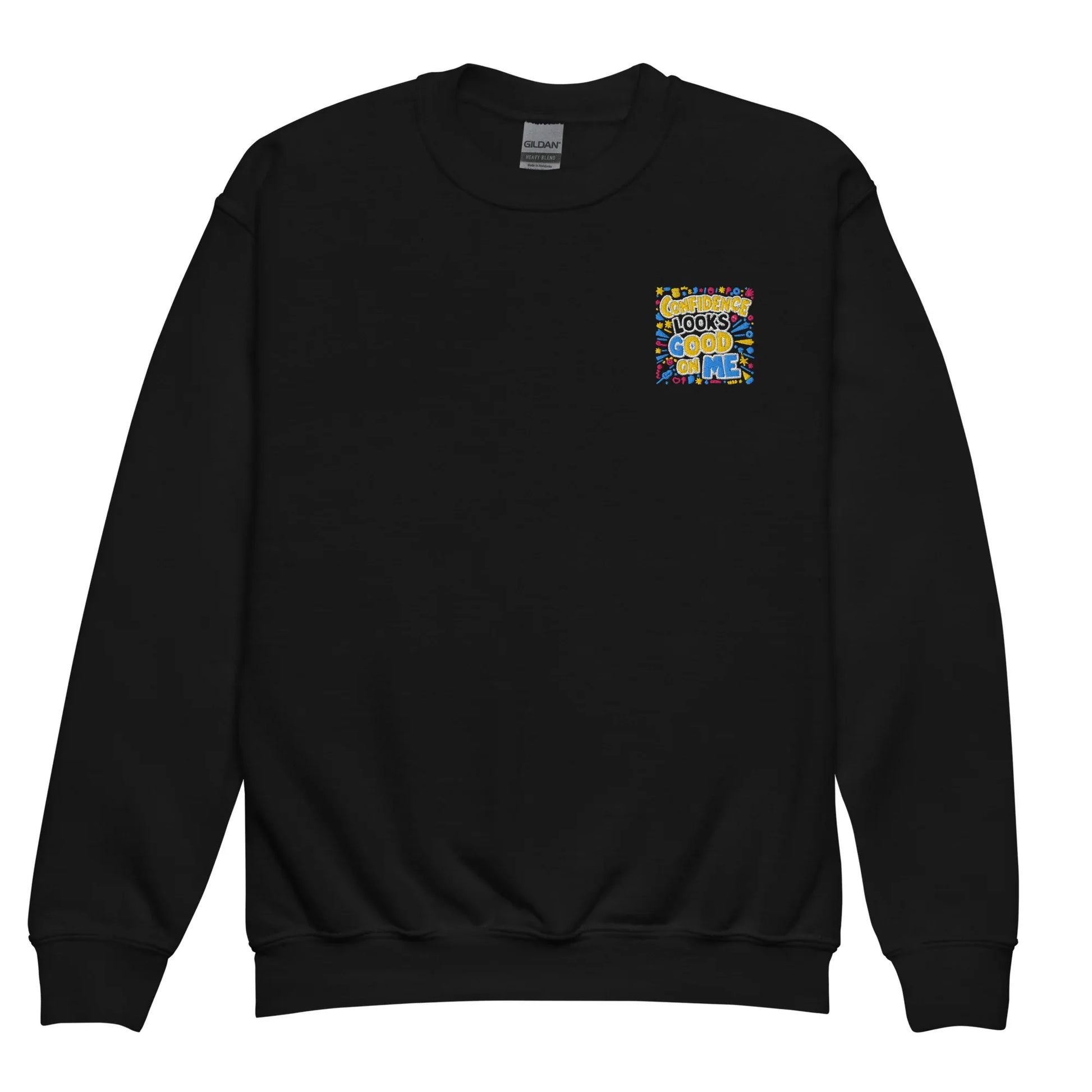 Confidence Looks Good On Me | Youth Crewneck Embroidered Sweatshirt - AwRans Clothing