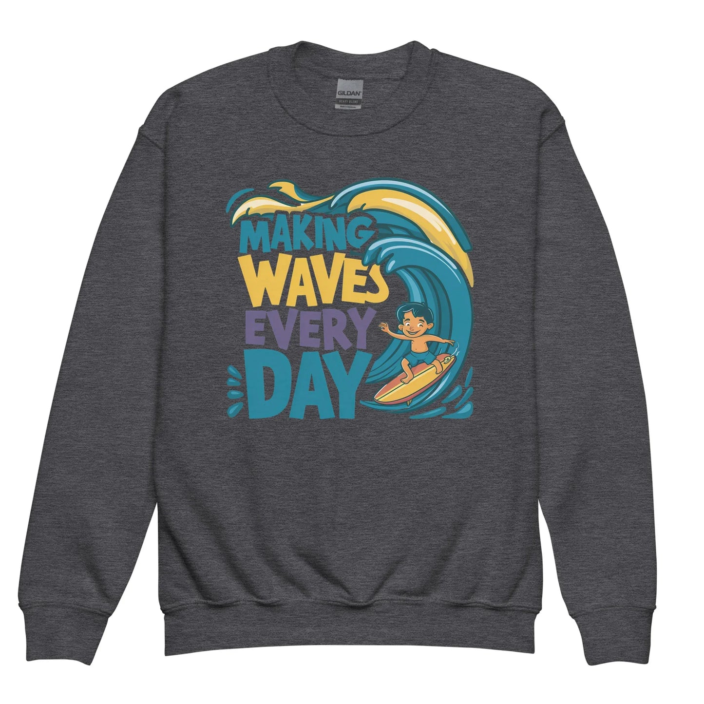 Making Waves Everyday | Youth Crewneck Sweatshirt - AwRans Clothing