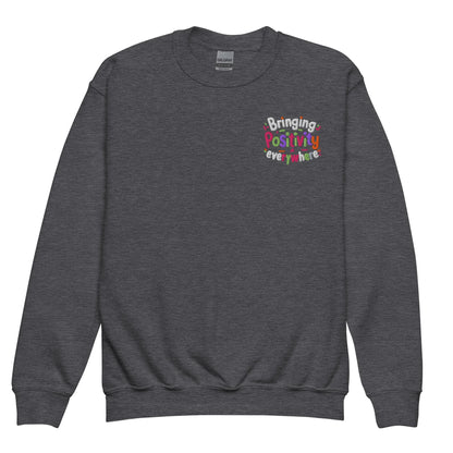 Bringing Positivity Everywhere | Youth Crewneck Embroidered Sweatshirt - AwRans Clothing