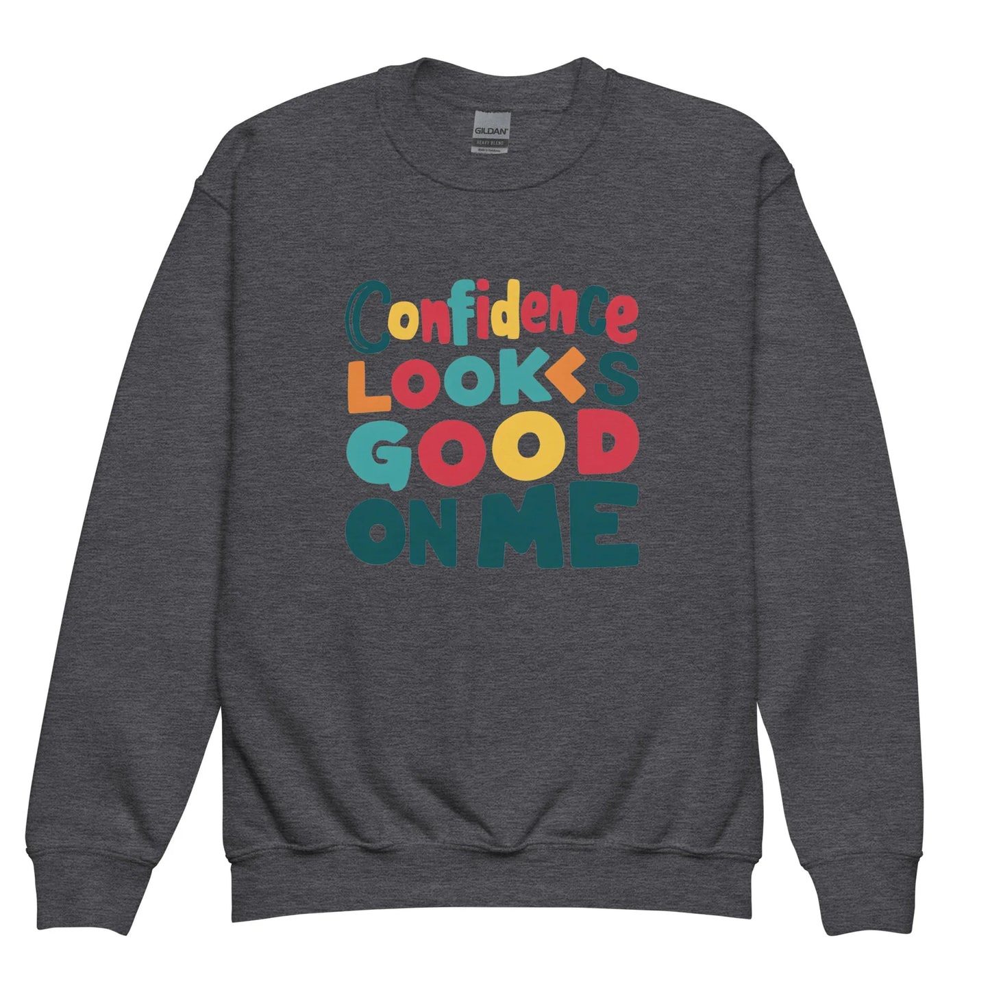 Confidence Looks Good On Me | Youth Crewneck Sweatshirt - AwRans Clothing