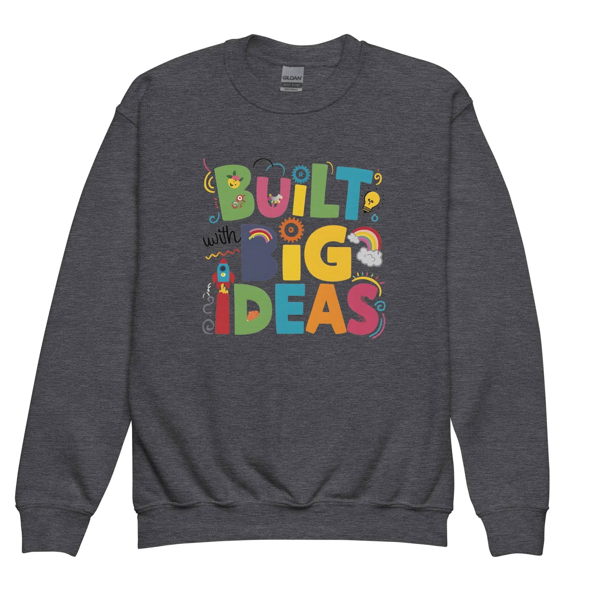 Built With Big Ideas | Youth Crewneck Sweatshirt - AwRans Clothing