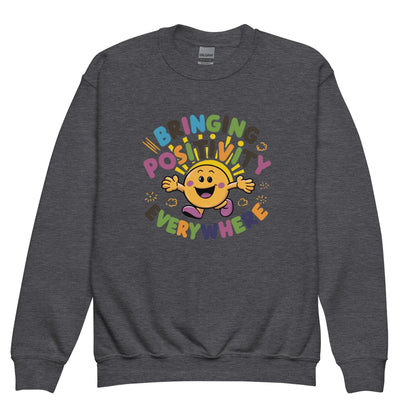 Bringing Positivity Everywhere | Youth Crewneck Sweatshirt - AwRans Clothing