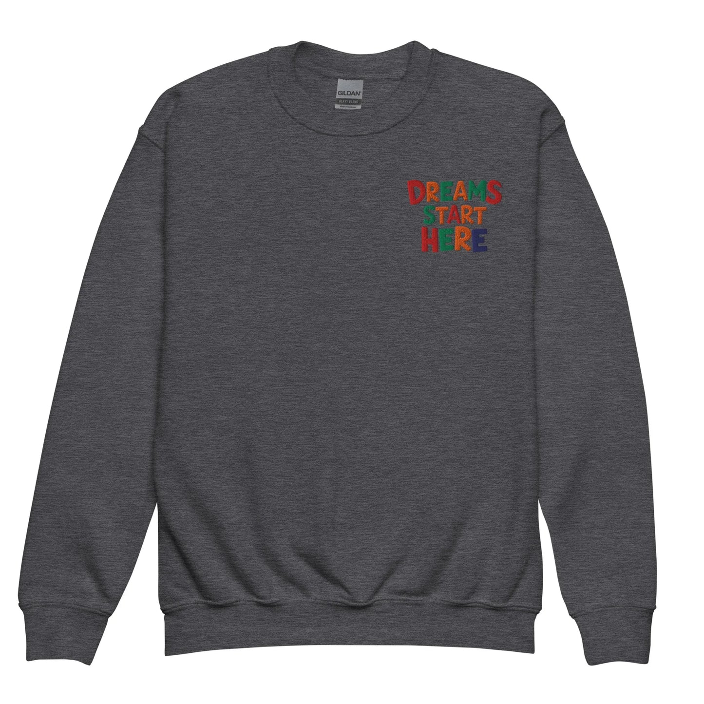 Dreams Start Here | Youth Crewneck Embroidered Sweatshirt - AwRans Clothing