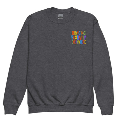 Bringing Positivity Everywhere | Youth Crewneck Embroidered Sweatshirt - AwRans Clothing