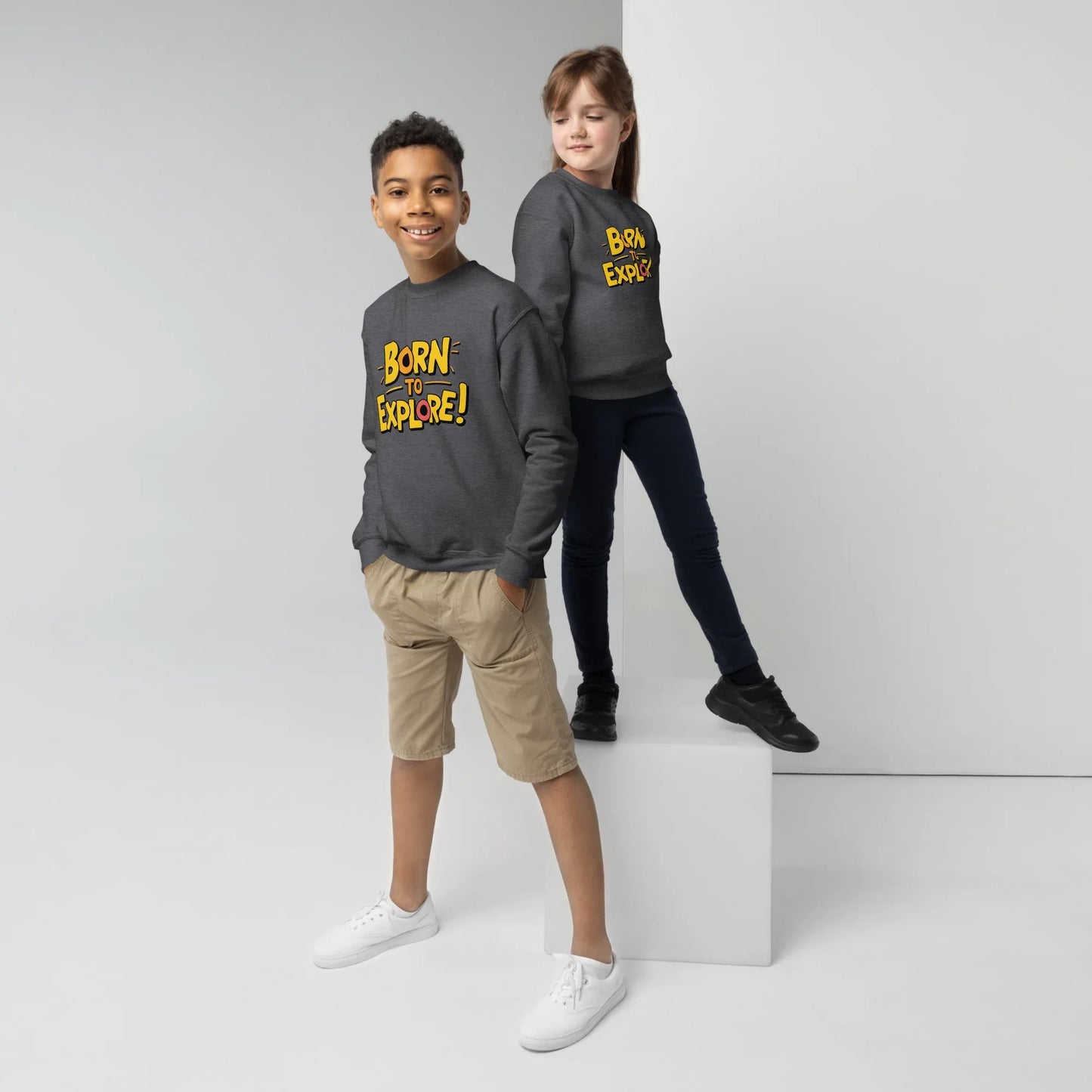 Born To Explore | Youth Crewneck Sweatshirt - AwRans Clothing
