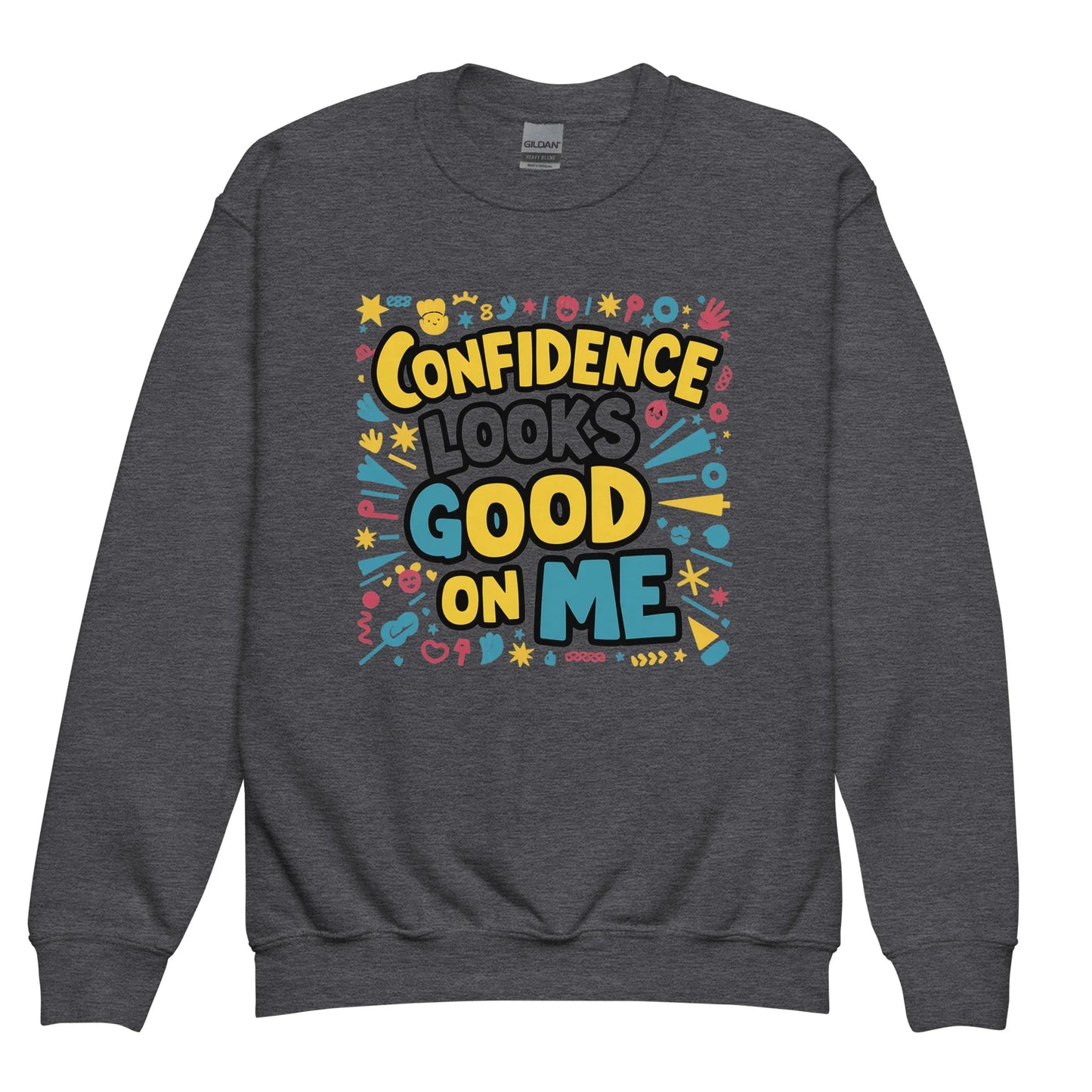 Confidence Looks Good On Me | Youth Crewneck Sweatshirt - AwRans Clothing
