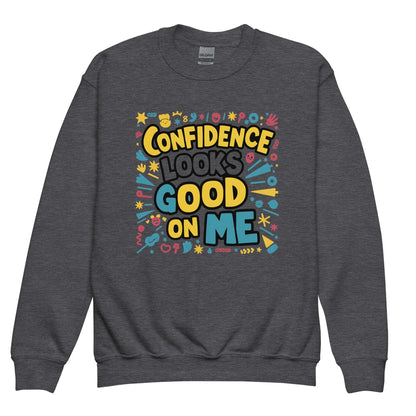 Confidence Looks Good On Me | Youth Crewneck Sweatshirt - AwRans Clothing
