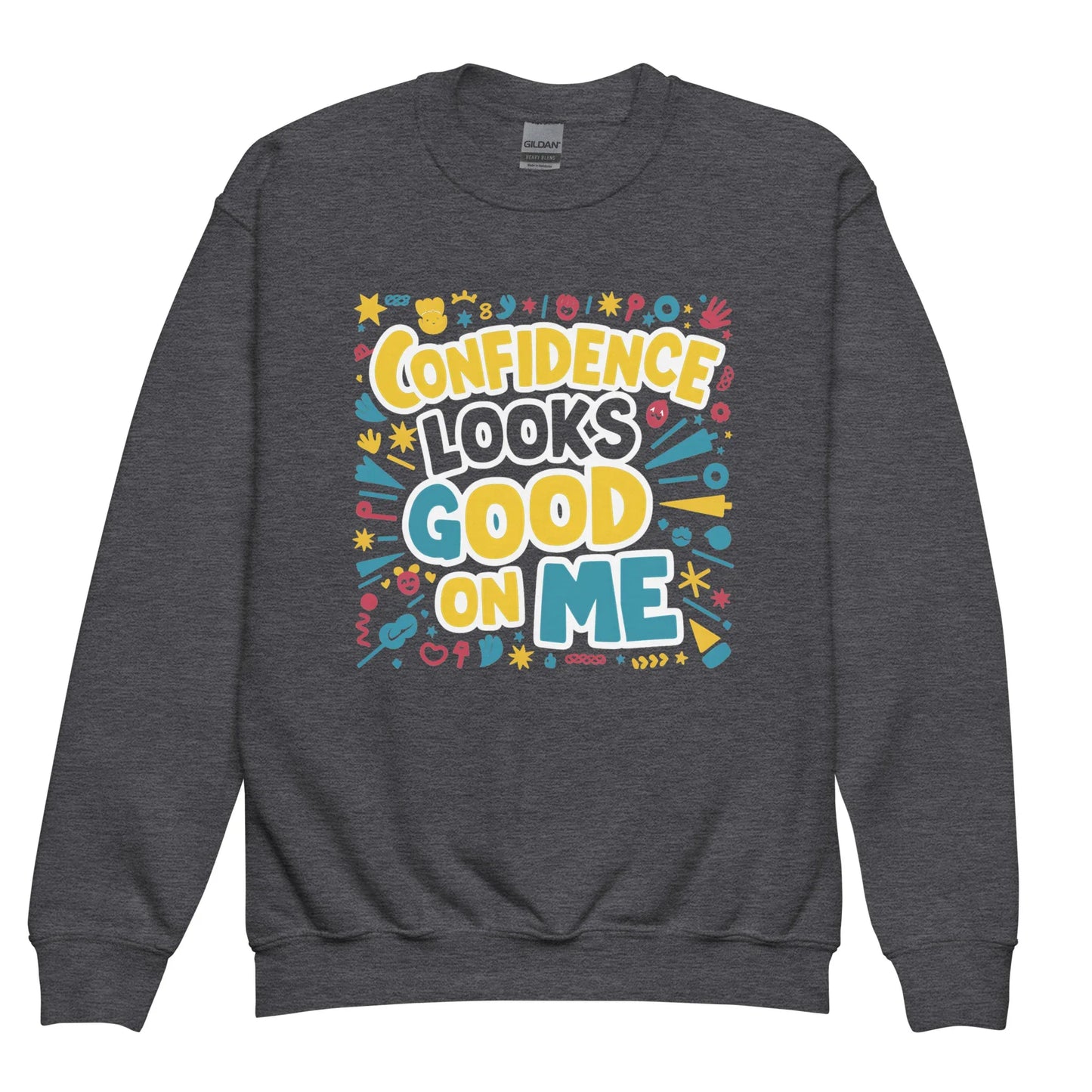 Confidence Looks Good On Me | Youth Crewneck Sweatshirt - AwRans Clothing