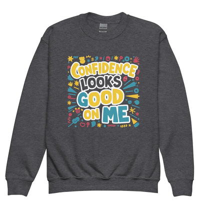 Confidence Looks Good On Me | Youth Crewneck Sweatshirt - AwRans Clothing