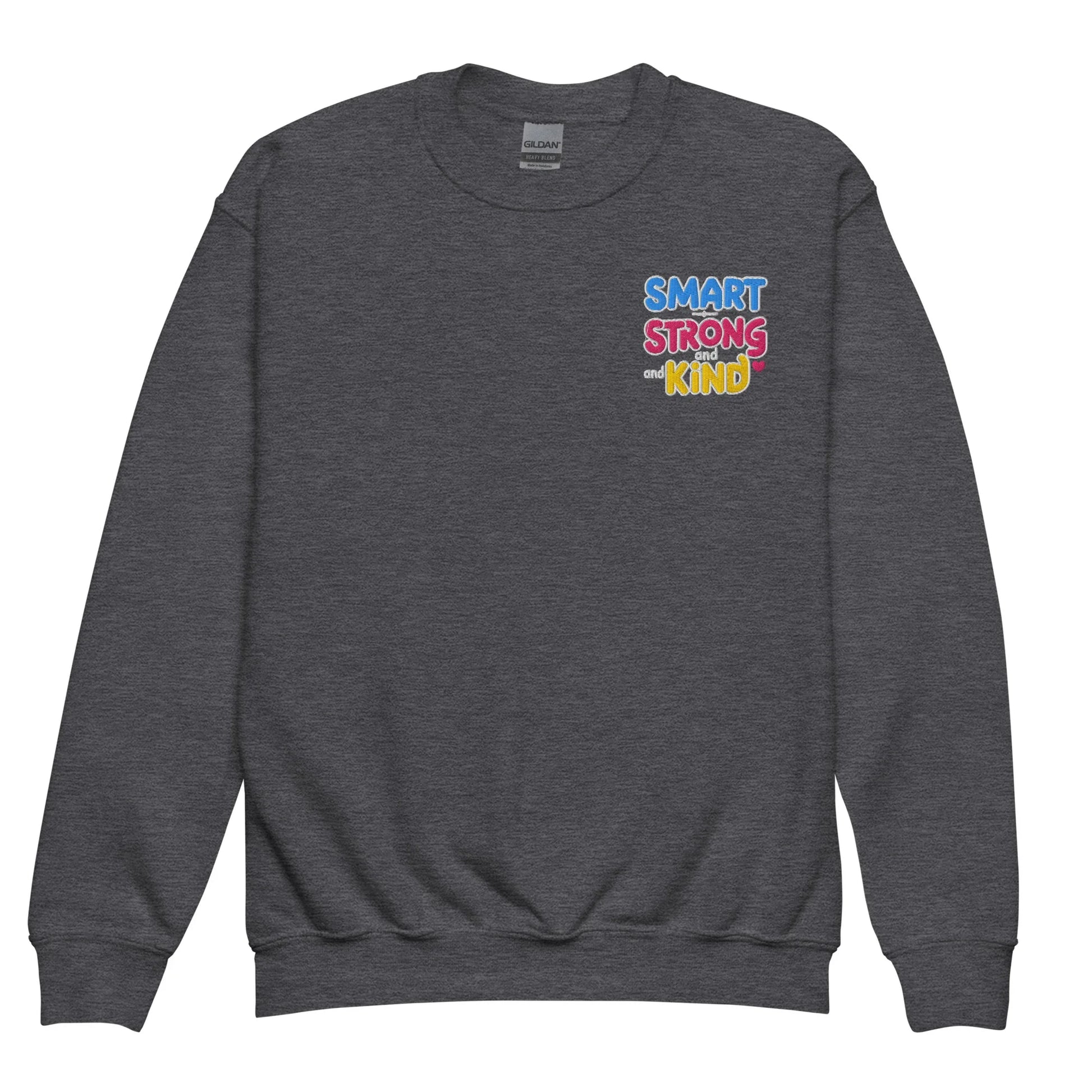 Smart Strong And Kind | Youth Crewneck Embroidered Sweatshirt - AwRans Clothing