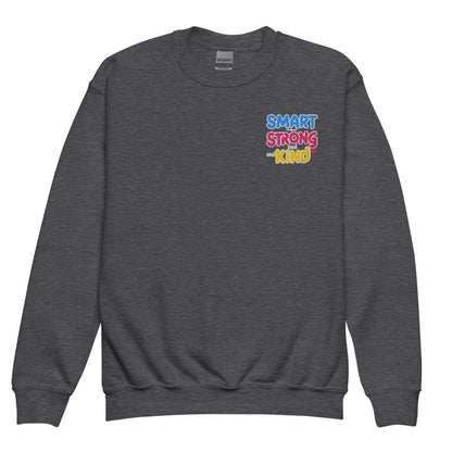 Smart Strong And Kind | Youth Crewneck Embroidered Sweatshirt - AwRans Clothing