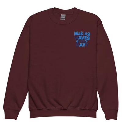 Making Waves Everyday | Youth Crewneck Embroidered Sweatshirt - AwRans Clothing