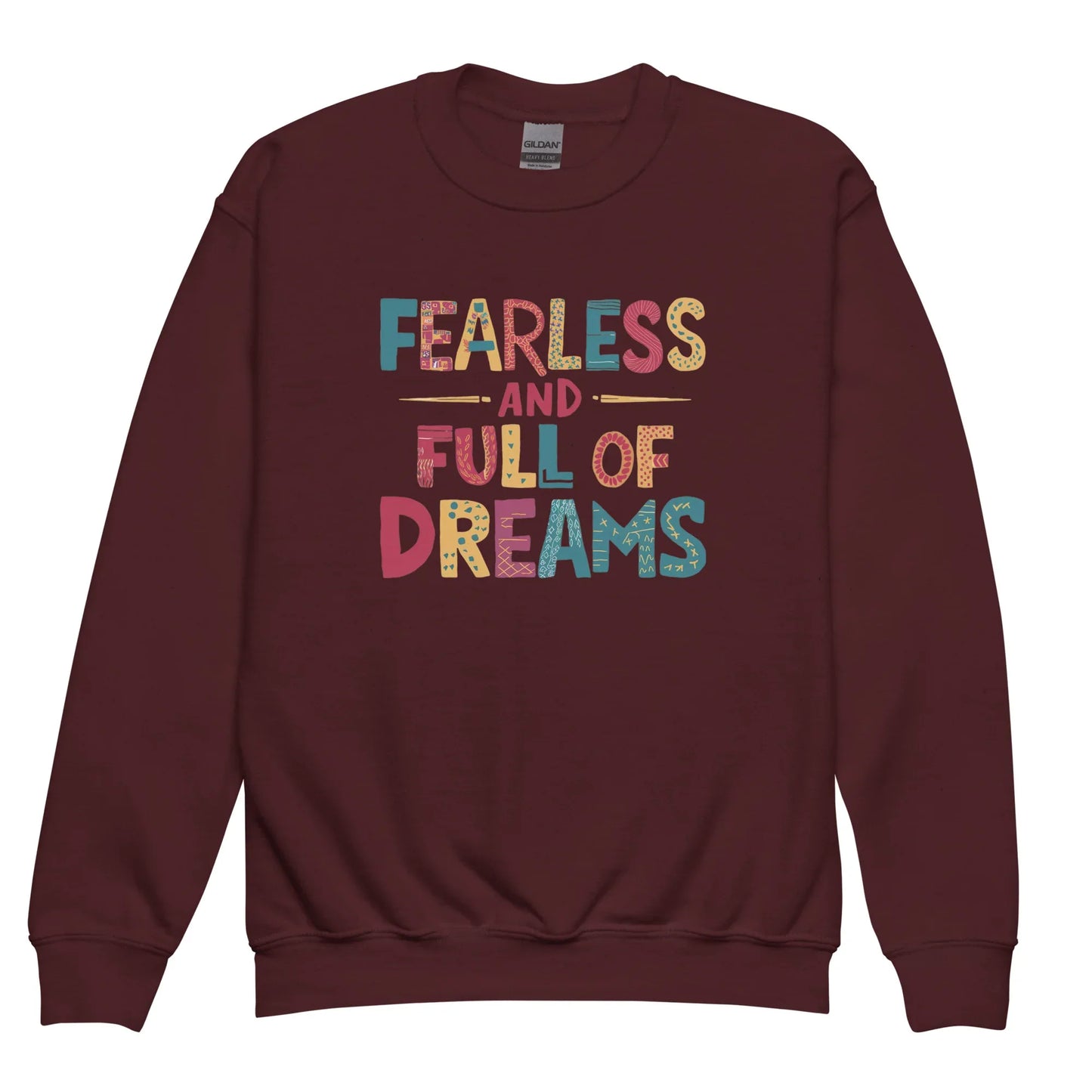 Fearless And Full Of Dreams | Youth Crewneck Sweatshirt - AwRans Clothing