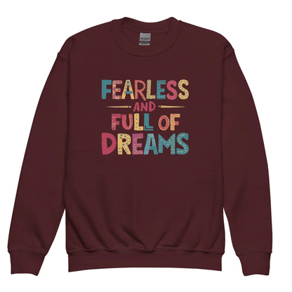 Fearless And Full Of Dreams | Youth Crewneck Sweatshirt - AwRans Clothing
