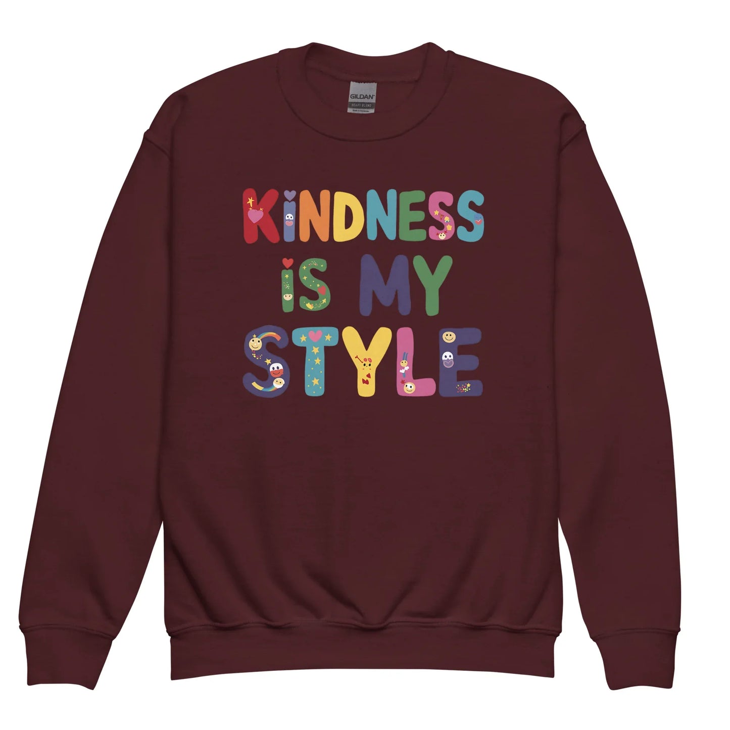 Kindness Is My Style | Youth Crewneck Sweatshirt - AwRans Clothing