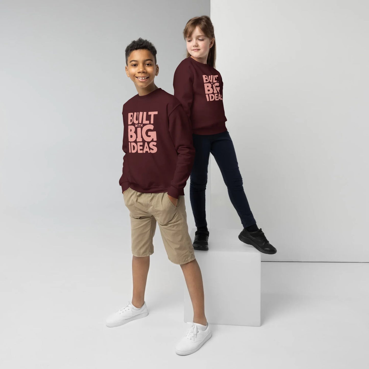 Built With Big Ideas | Youth Crewneck Sweatshirt - AwRans Clothing