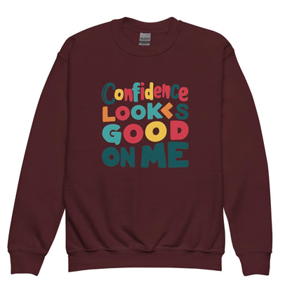 Confidence Looks Good On Me | Youth Crewneck Sweatshirt - AwRans Clothing