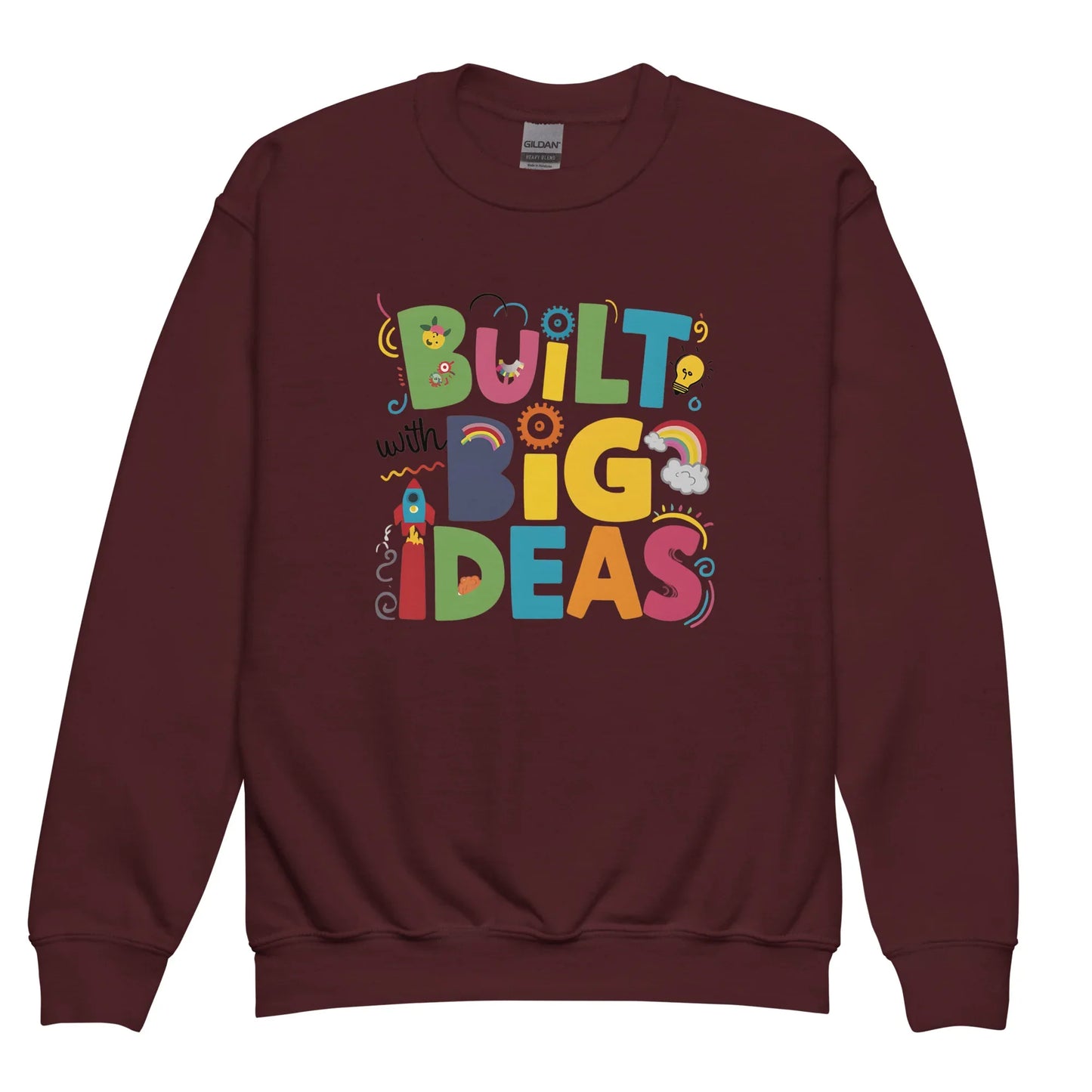Built With Big Ideas | Youth Crewneck Sweatshirt - AwRans Clothing