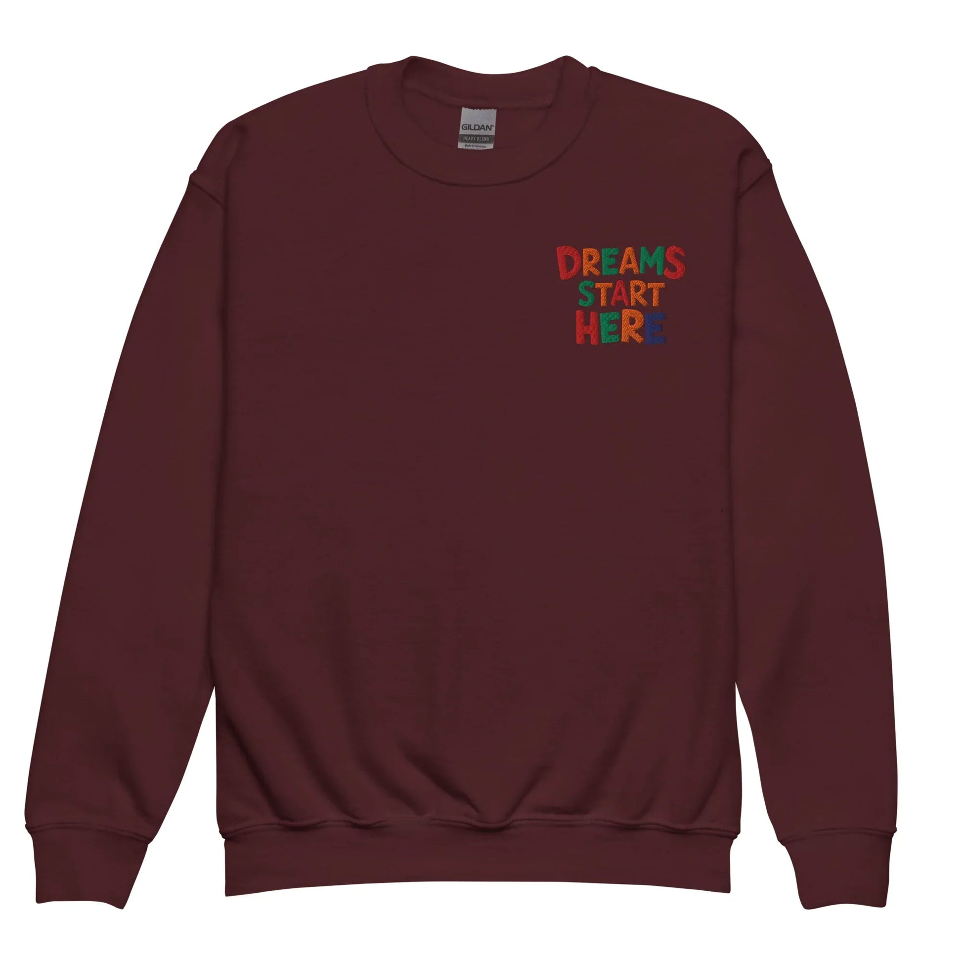 Dreams Start Here | Youth Crewneck Embroidered Sweatshirt - AwRans Clothing