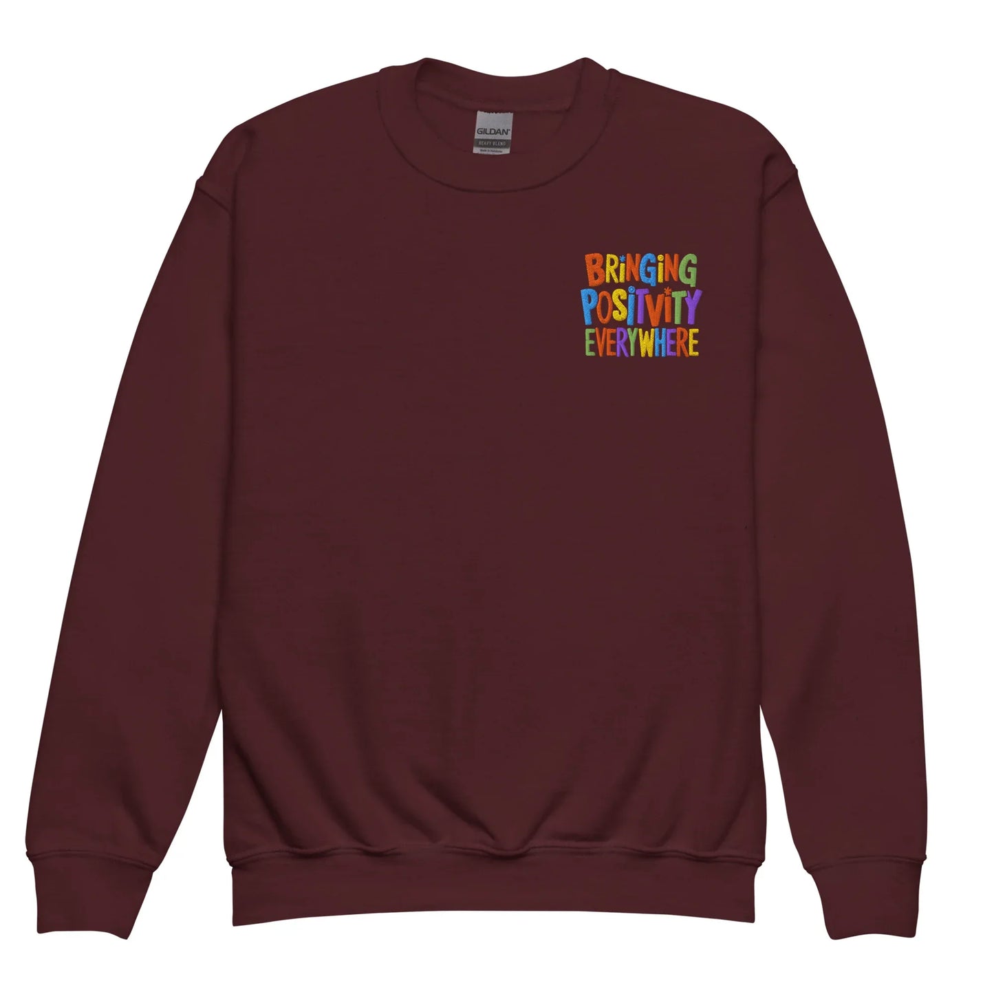Bringing Positivity Everywhere | Youth Crewneck Embroidered Sweatshirt - AwRans Clothing