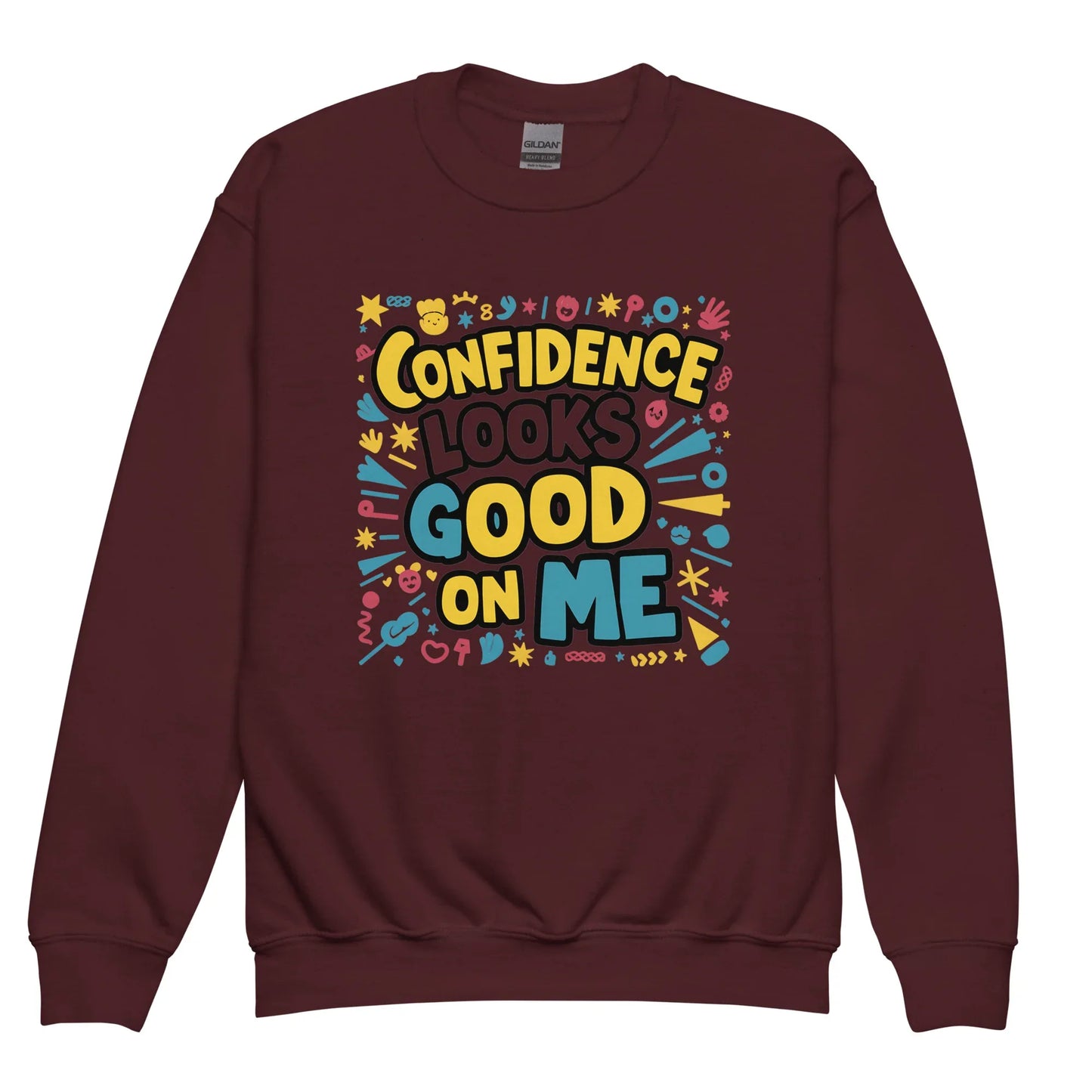 Confidence Looks Good On Me | Youth Crewneck Sweatshirt - AwRans Clothing