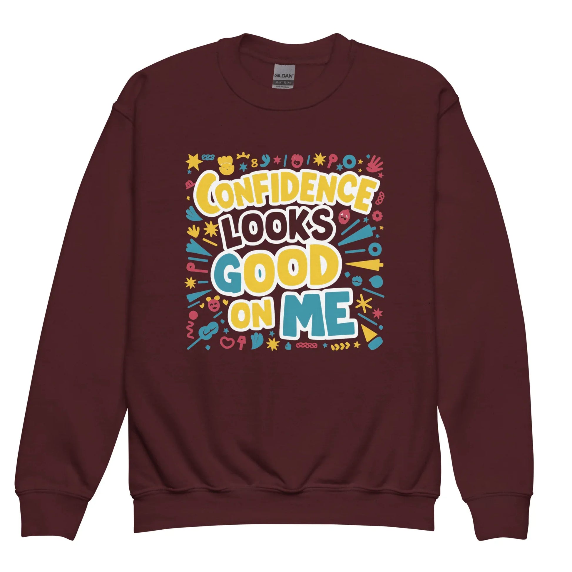 Confidence Looks Good On Me | Youth Crewneck Sweatshirt - AwRans Clothing
