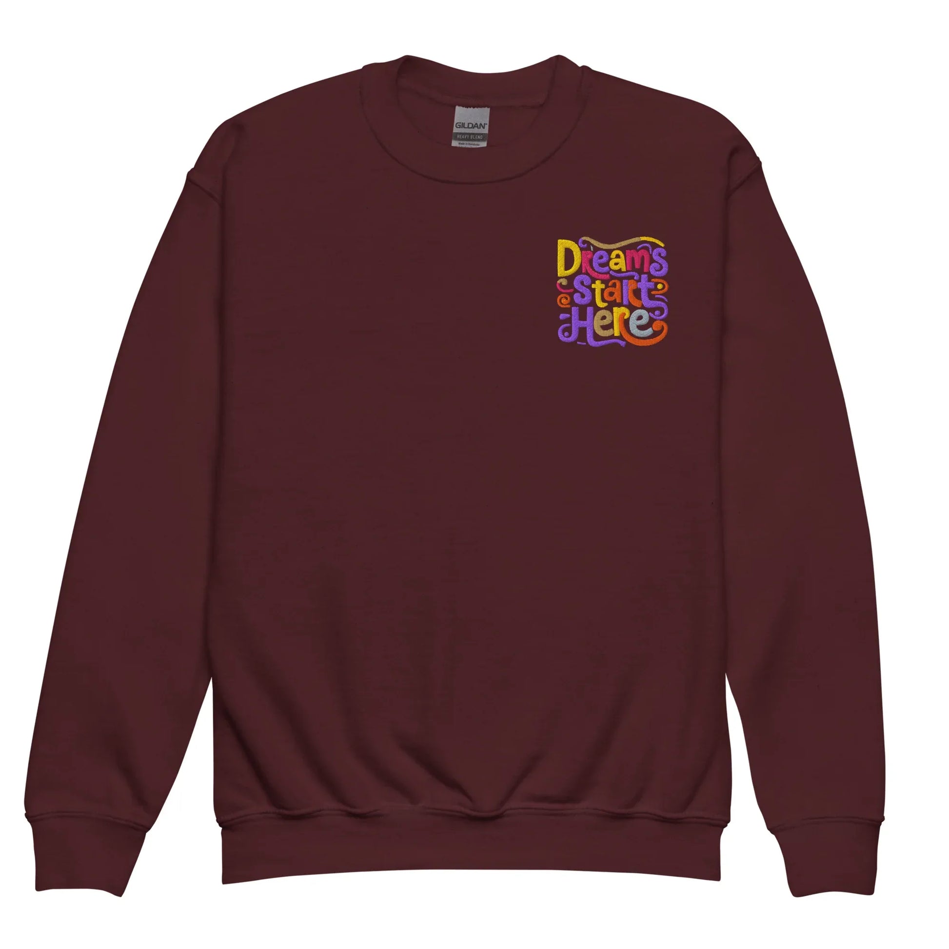 Dreams Start Here | Youth Crewneck Embroidered Sweatshirt - AwRans Clothing