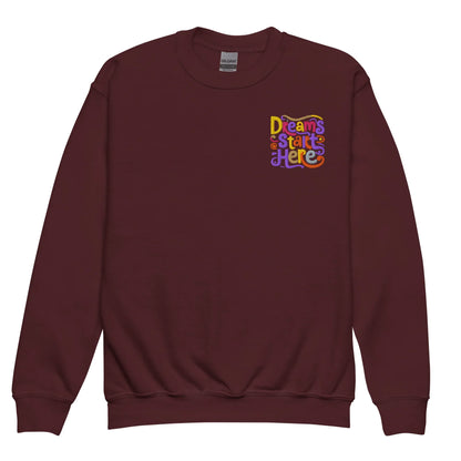 Dreams Start Here | Youth Crewneck Embroidered Sweatshirt - AwRans Clothing