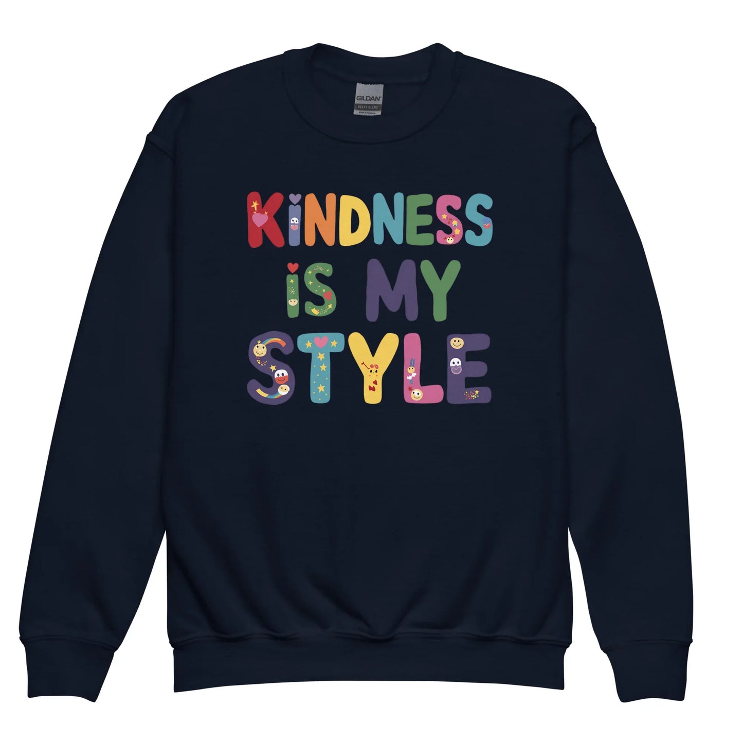 Kindness Is My Style | Youth Crewneck Sweatshirt - AwRans Clothing