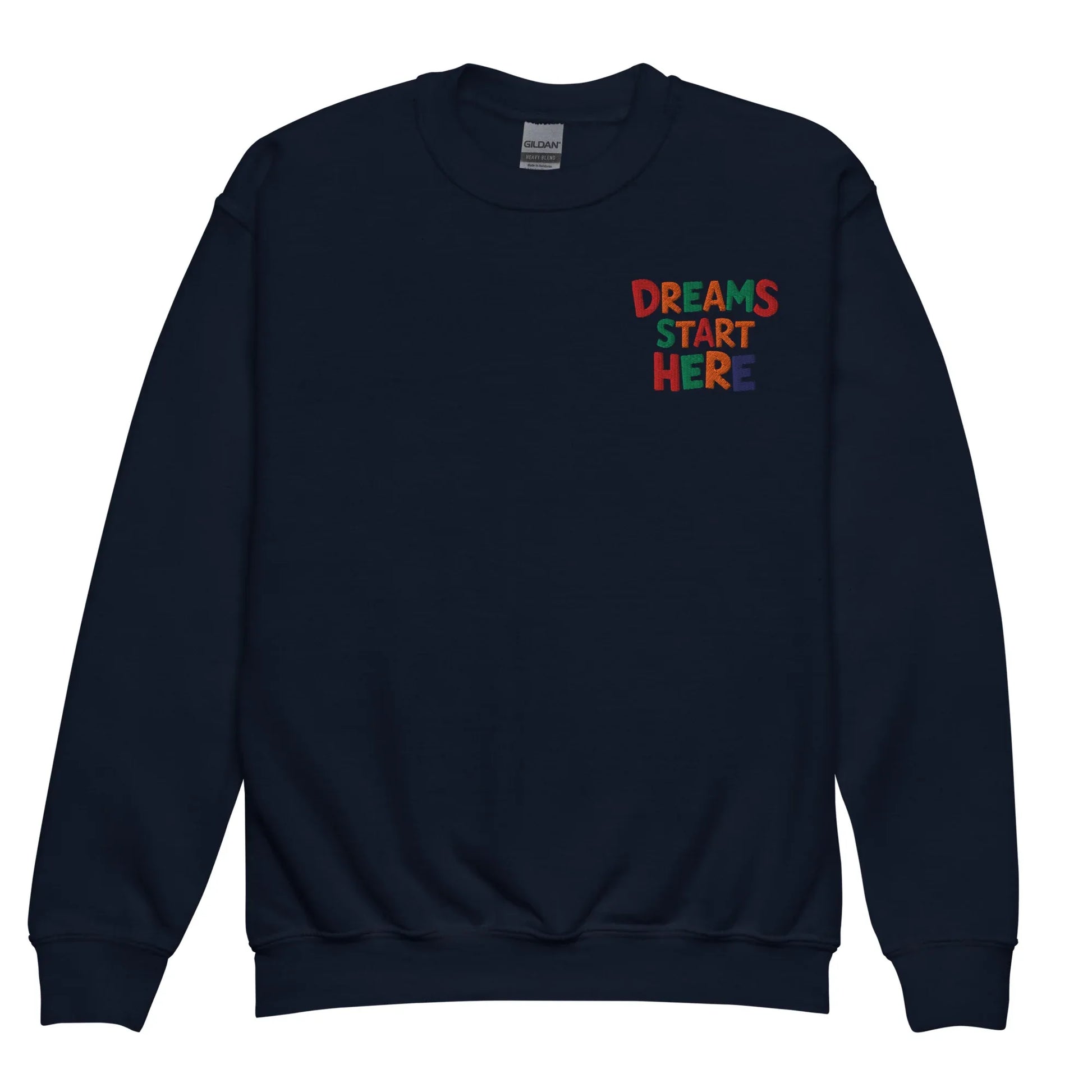 Dreams Start Here | Youth Crewneck Embroidered Sweatshirt - AwRans Clothing