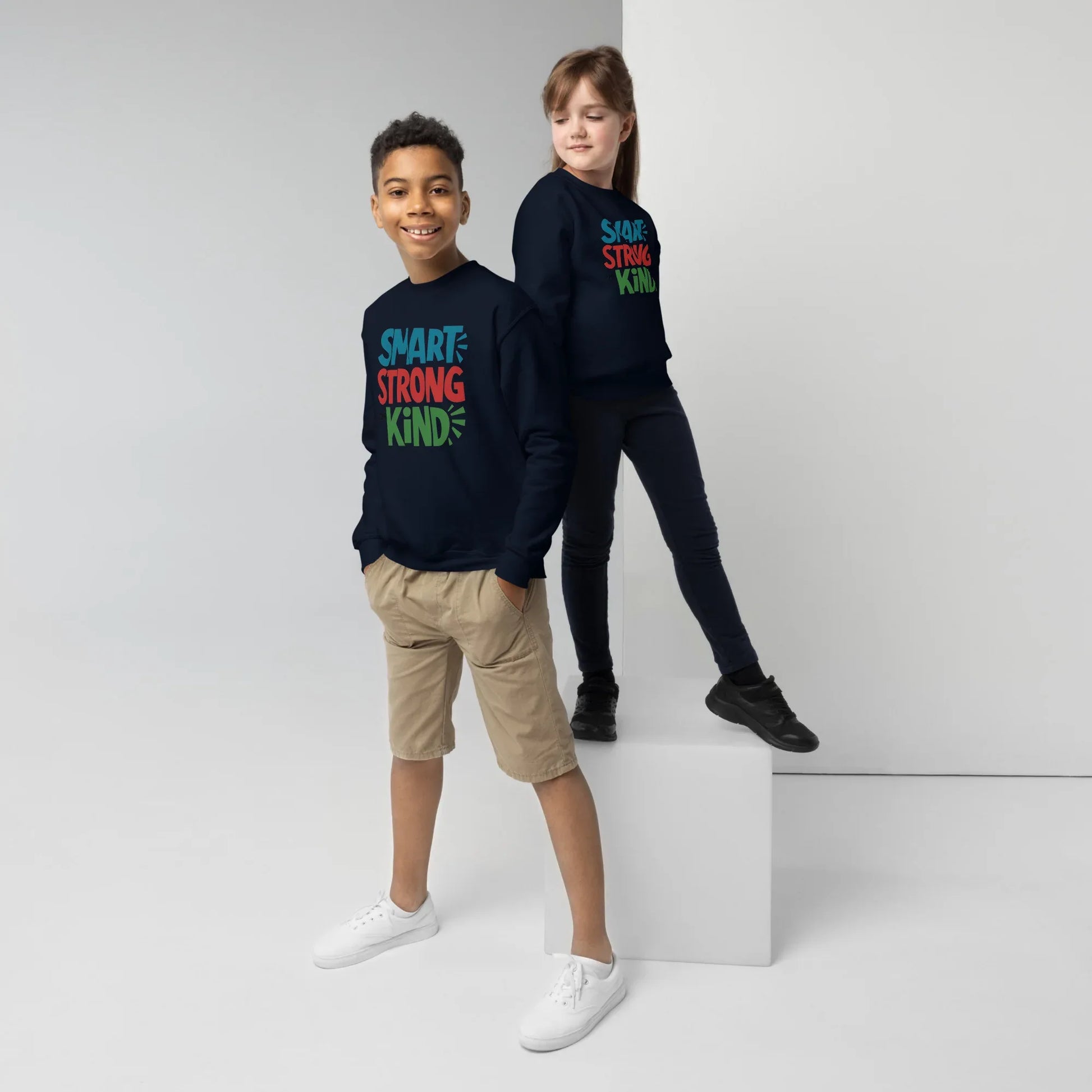 Smart, Strong And Kind | Youth Crewneck Sweatshirt - AwRans Clothing