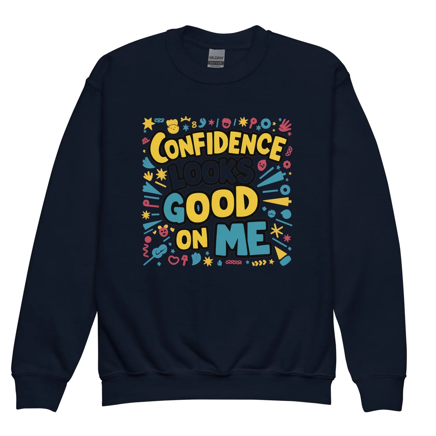 Confidence Looks Good On Me | Youth Crewneck Sweatshirt - AwRans Clothing