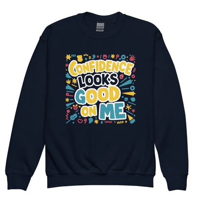Confidence Looks Good On Me | Youth Crewneck Sweatshirt - AwRans Clothing