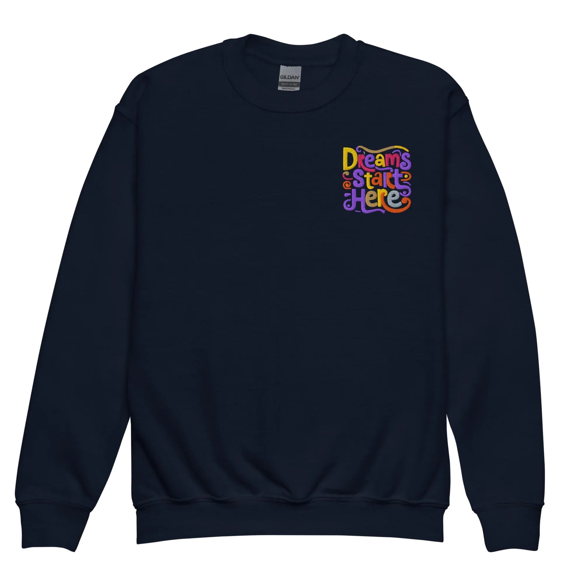 Dreams Start Here | Youth Crewneck Embroidered Sweatshirt - AwRans Clothing