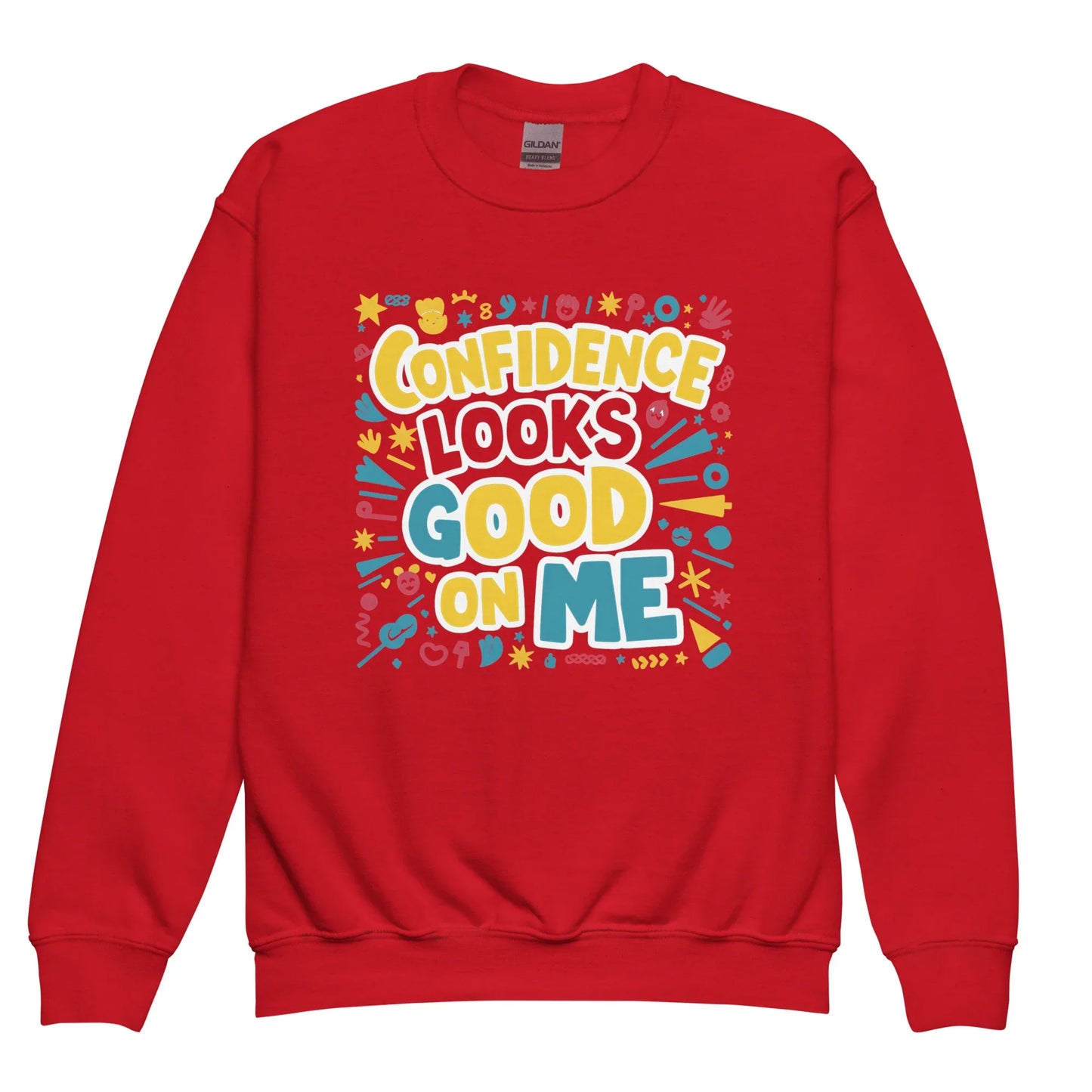 Confidence Looks Good On Me | Youth Crewneck Sweatshirt - AwRans Clothing