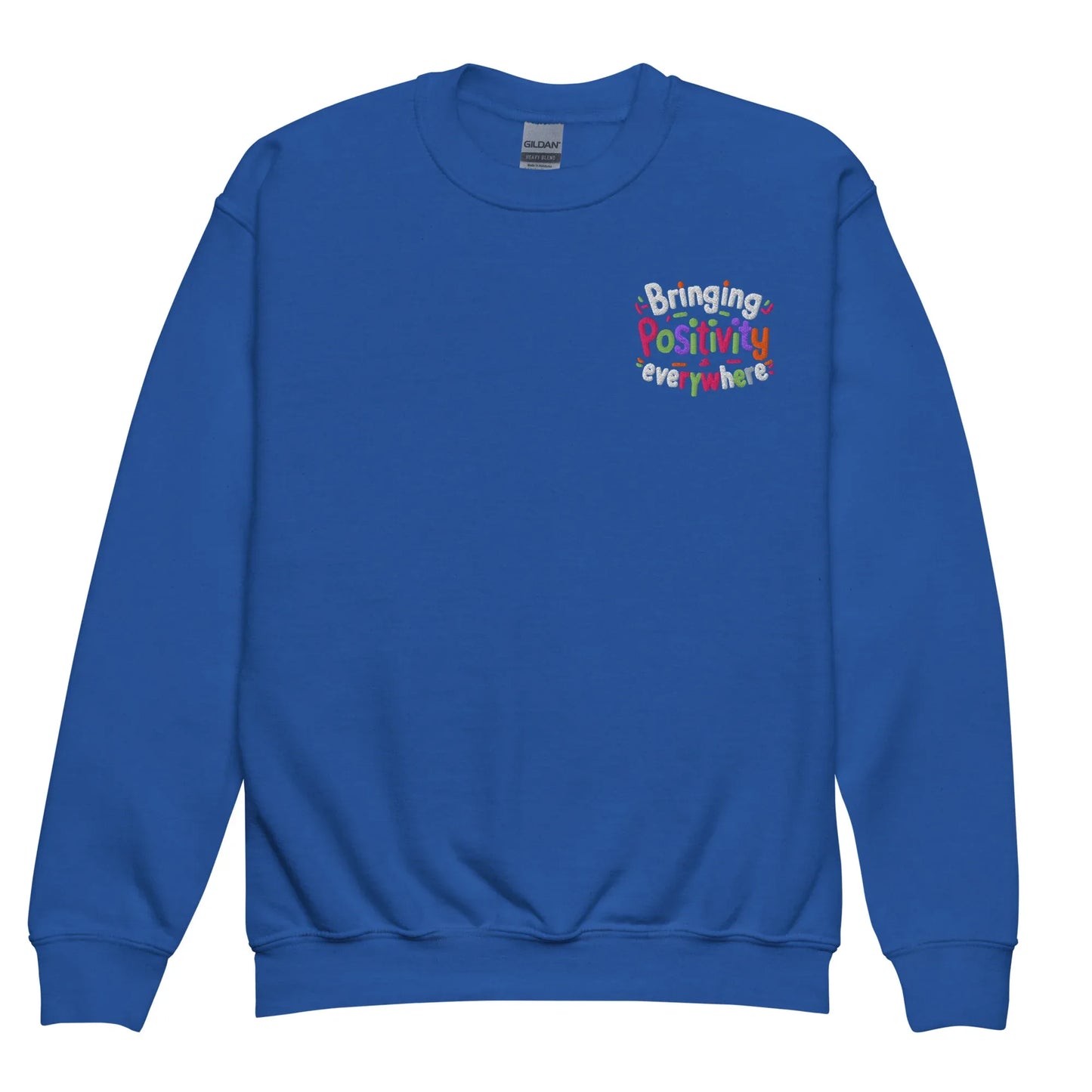 Bringing Positivity Everywhere | Youth Crewneck Embroidered Sweatshirt - AwRans Clothing