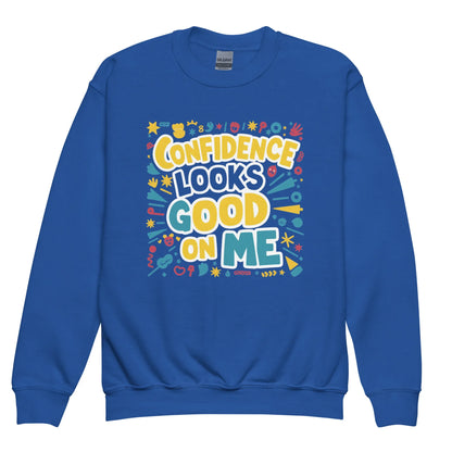 Confidence Looks Good On Me | Youth Crewneck Sweatshirt - AwRans Clothing