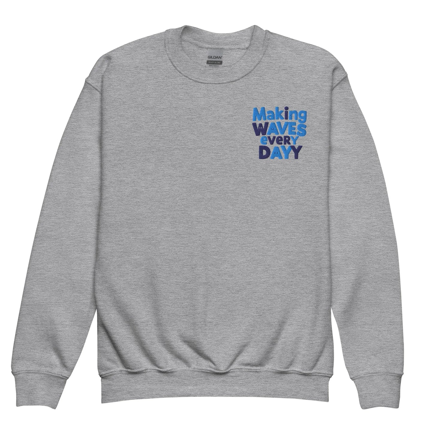 Making Waves Everyday | Youth Crewneck Embroidered Sweatshirt - AwRans Clothing