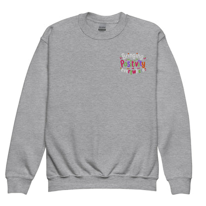 Bringing Positivity Everywhere | Youth Crewneck Embroidered Sweatshirt - AwRans Clothing